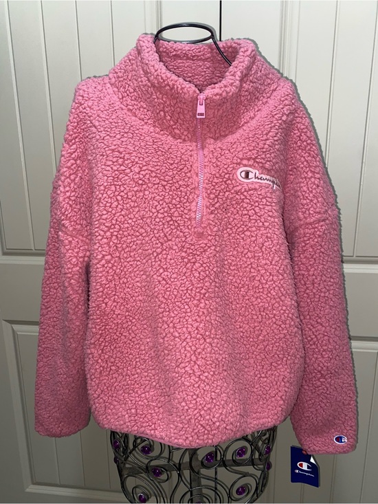 Champion Jackets & Blazers - New Champion woman Pink Sherpa Quarter-Zip Pullover Jacket size large